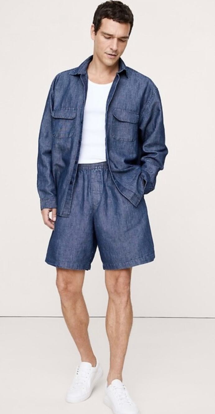Banana Republic 9.5" COTTON-HEMP CHAMBRAY Baggy fit Shorts | NWOT